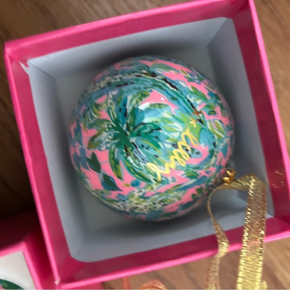 Lilly Pulitzer Pink and Green Ornament Set - Picture 9 of 9